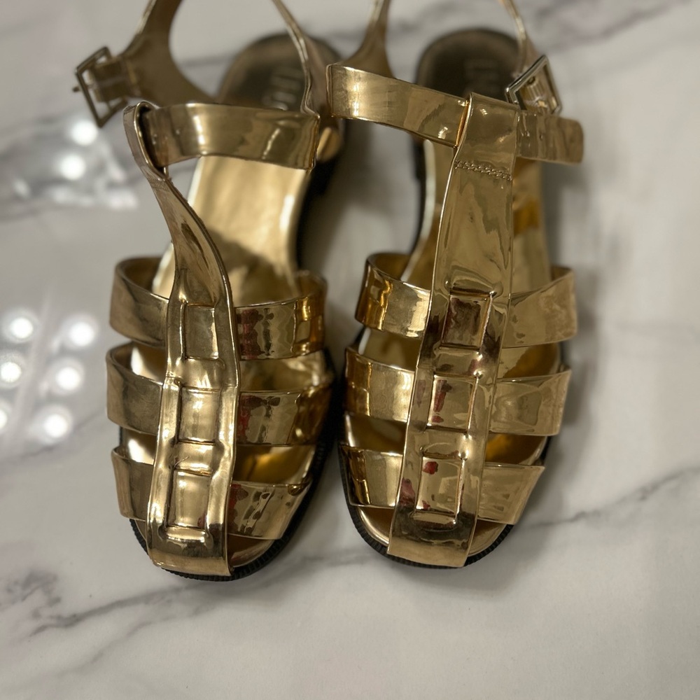 INC  Metallic Gold Sandals